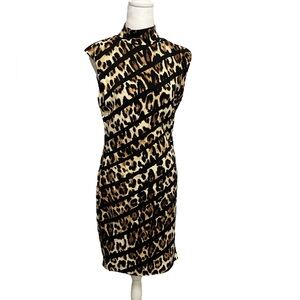 Vintage Cache Animal Print Zipper Sheath Dress